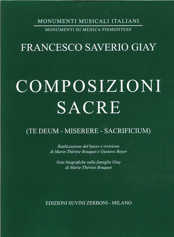 Composizioni Sacre Te Deum, Miserere, Sacrificium  Solo, Choir and Orchestra  Partitur