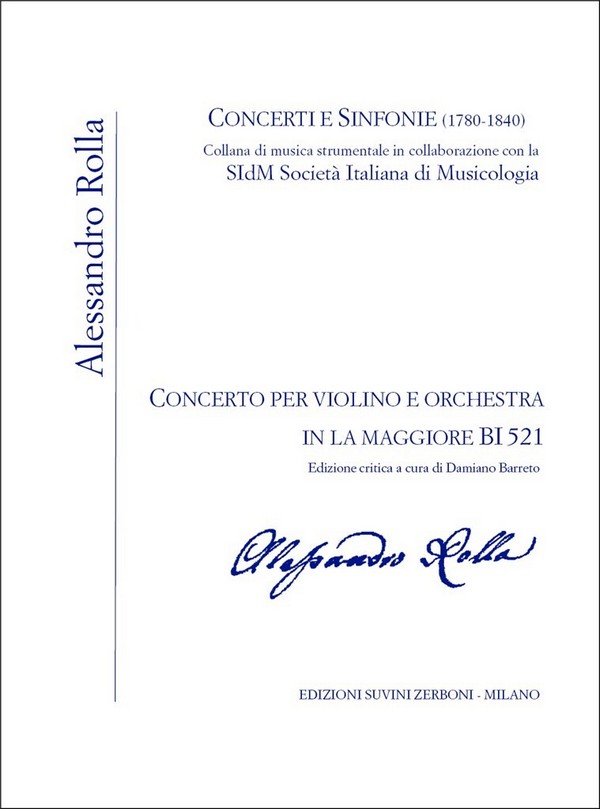 Concerto in la maggiore BI521  per violino e orchestra  partitura