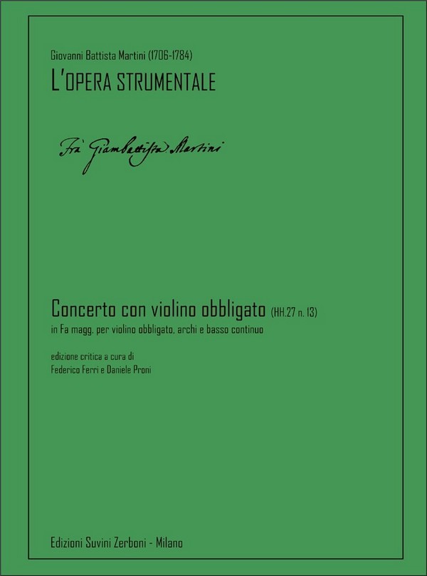 Concerto con violino obbligato (HH.27 n. 13  Violin, Strings and Basso Continuo  Partitur