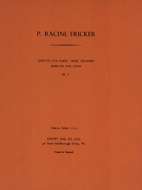 Quintett op. 5  für Flöte, Oboe, Klarinette, Fagott und Horn  Stimmensatz