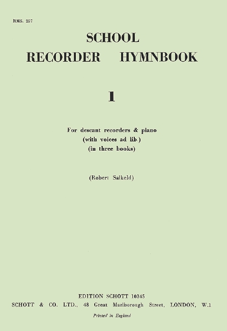 School Recorder Hymnbook Vol. 1&nbsp;&nbsp;für 2 Sopran-Blockflöten und Klavier (mit Gesang ad lib.)&nbsp;&nbsp;