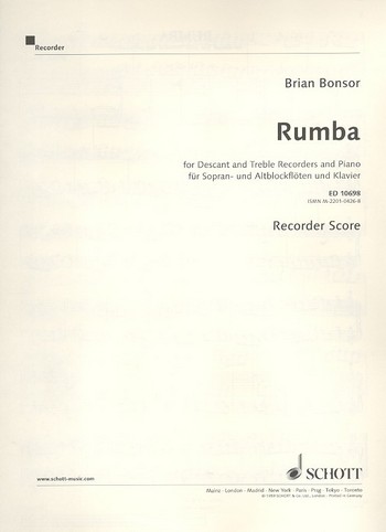 Rumba&nbsp;&nbsp;für 2 Blockflöten (SA) und Klavier&nbsp;&nbsp;Spielpartitur Blockflöten