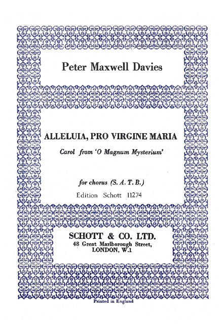 Alleluia pro virgine Maria  für gem Chor a cappella (Streichquartett oder 4 Holzbläser ad lib)  Partitur