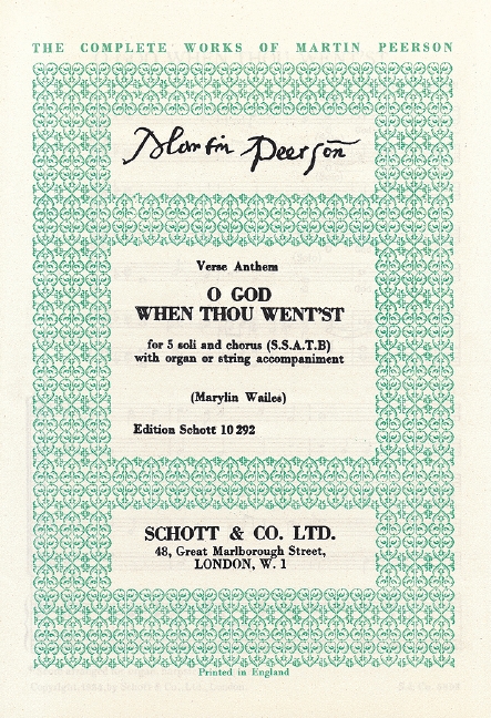 O God When Thou Went'st  für 5 Soli und Chor (SATB) mit Orgel oder Streicherbegleitung  Chorpartitur