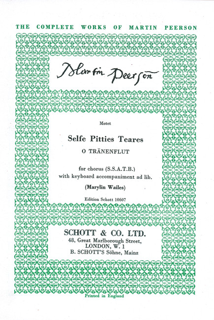 Selfe Petties Teares  für gemischten Chor (SSATB) und Klavier  Partitur