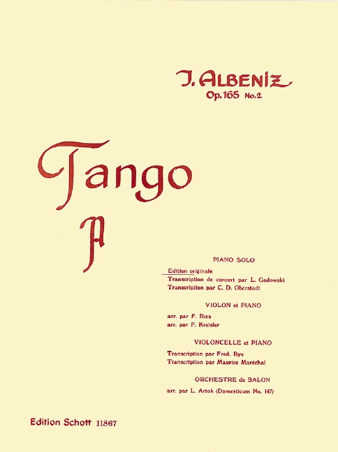 Albéniz, Isaac Tango op. 165/2  für Klavier  