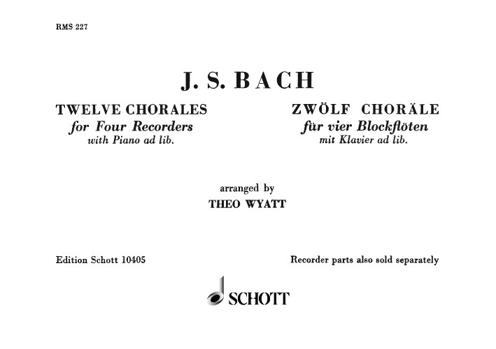12 Choräle  für 5 Blockflöten (SSAAT)  Einzelstimme Sopran-Blockflöte II