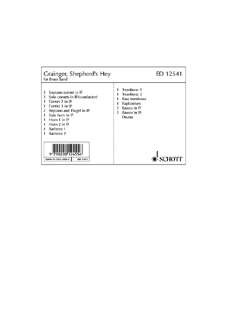 Shepherd's Hey&nbsp;&nbsp;für Blechblasorchester&nbsp;&nbsp;Stimmen