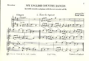 6 English Country Dances  für Altblockflöte und Klavier (Sopranblockflöte ad lib)  Spielpartitur Blockflöten