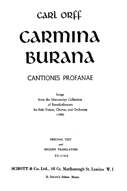 Carmina Burana    Textbuch / Libretto