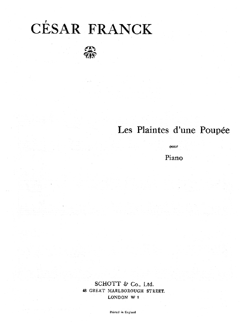 Les Plaintes d'une Poupée  für Klavier  