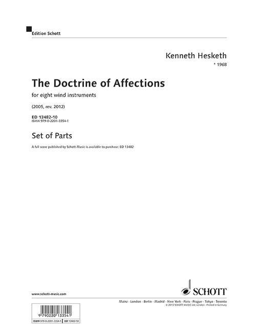 Hesketh, Kenneth The Doctrine of Affections&nbsp;&nbsp;für 8 Bläser&nbsp;&nbsp;Stimmensatz