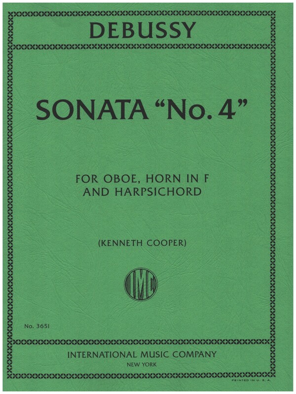 Sonata no.4&nbsp;&nbsp;for oboe, horn and harpsichord&nbsp;&nbsp;score and parts