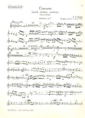 Konzert d-Moll MurrayC38  für Horn und Orchester  Horn in F solo