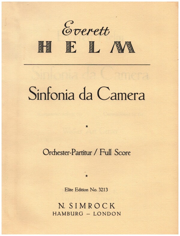 Sinfonia da Camera&nbsp;&nbsp;für Orchester&nbsp;&nbsp;Partitur