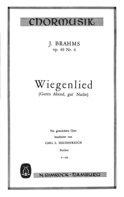 Wiegenlied op.49,4&nbsp;&nbsp;für gem Chor (SATB)&nbsp;&nbsp;Chorpartitur