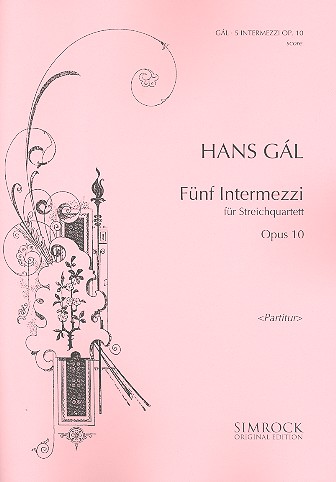 5 Intermezzi op.10  für Streichquartett  Partitur