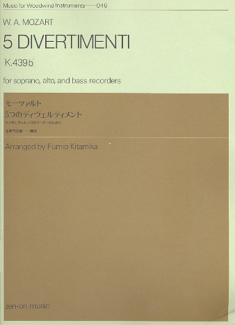 5 Divertimenti K439b für 3 Blockflöten