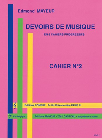 MAYEUR Edmond&nbsp;&nbsp;Devoirs de musique cahier 2&nbsp;&nbsp;formation musicale Partition