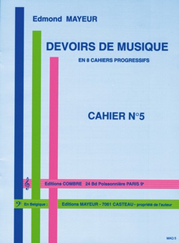 MAYEUR Edmond&nbsp;&nbsp;Devoirs de musique cahier 5&nbsp;&nbsp;formation musicale Partition