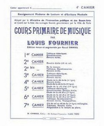 FOURNIER Louis&nbsp;&nbsp;Cours primaire de musique cahier 4&nbsp;&nbsp;formation musicale Partition