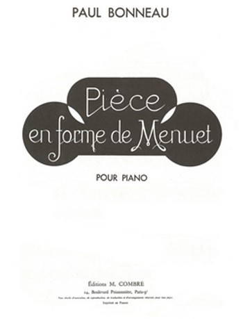 Pièce en forme de menuet&nbsp;&nbsp;pour piano&nbsp;&nbsp;
