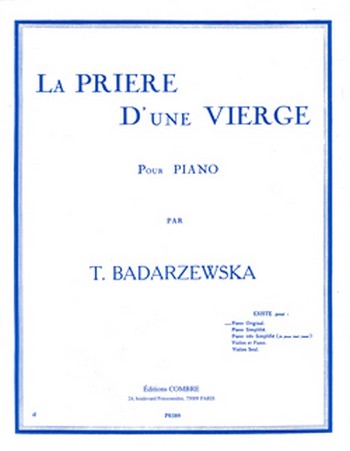 La prière d'une vierge op.4  pour piano   