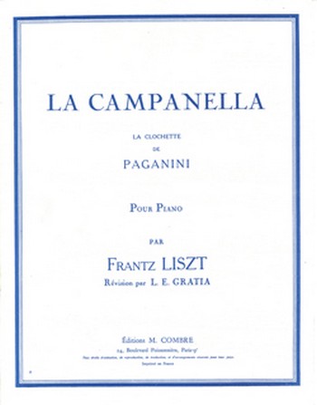LISZT Franz&nbsp;&nbsp;La Campanella&nbsp;&nbsp;piano Partition