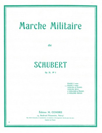 SCHUBERT Franz&nbsp;&nbsp;Marche militaire Op.51 n°1&nbsp;&nbsp;piano à 4 mains Partition