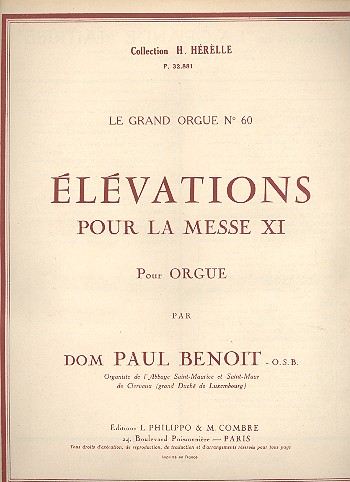 Elévations pour la messe XI&nbsp;&nbsp;pour orgue&nbsp;&nbsp;
