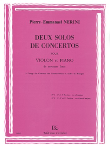 NERINI Pierre-Emmanuel&nbsp;&nbsp;Solos de concertos (2) en sol maj. et sib maj.&nbsp;&nbsp;violon et piano Partition