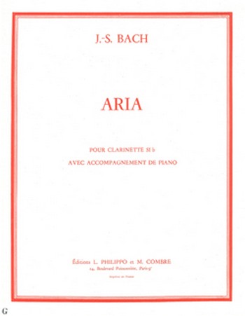 BACH Johann Sebastian&nbsp;&nbsp;Aria extr. de la Suite en ré maj. (transcription)&nbsp;&nbsp;clarinette et piano Partition
