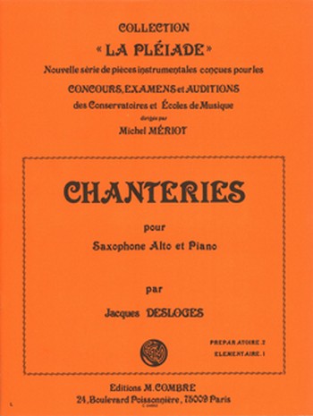 DESLOGES Jacques&nbsp;&nbsp;Chanteries&nbsp;&nbsp;saxophone et piano Partition