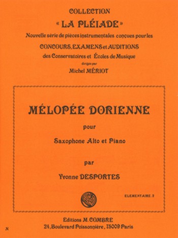 DESPORTES Yvonne&nbsp;&nbsp;Mélopée dorienne&nbsp;&nbsp;saxophone et piano Partition