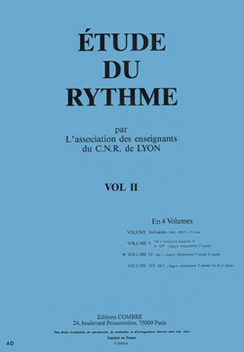 C.N.R. de Lyon - Etude du rythme Vol.2&nbsp;&nbsp;formation musicale Partition&nbsp;&nbsp;