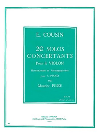 COUSIN Emile&nbsp;&nbsp;Solos concertants (20) série n°2 (11 à 20)&nbsp;&nbsp;violon et piano Partition