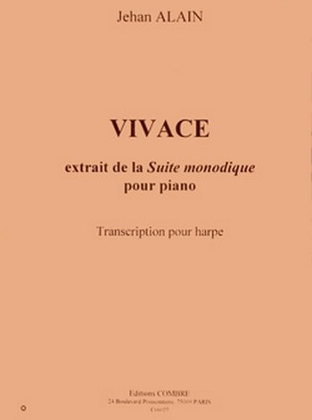 ALAIN Jehan&nbsp;&nbsp;Vivace extr. de Suite monodique - transcription pour harpe&nbsp;&nbsp;harpe Partition