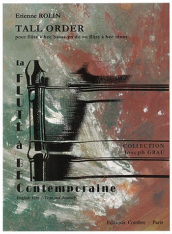 ROLIN Etienne&nbsp;&nbsp;Tall order&nbsp;&nbsp;flûte à bec basse en do ou ténor Partition