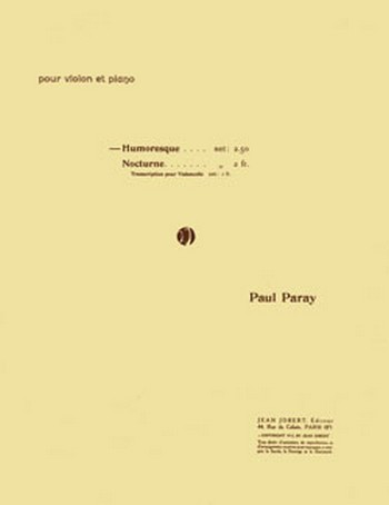 PARAY Paul Humoresque&nbsp;&nbsp;violon et piano&nbsp;&nbsp;Partition