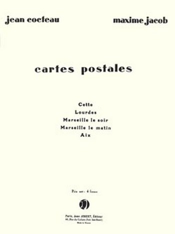 JACOB Maxime Cartes postales&nbsp;&nbsp;voix et piano&nbsp;&nbsp;Partition