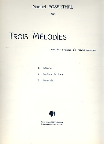 3 Mélodies sur des poèmes de Marie Roustan  pour chant et piano  