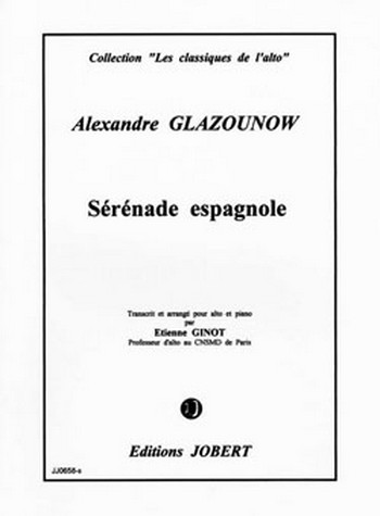 GLASUNOW Alexandre Sérénade espagnole  alto et piano  Partition
