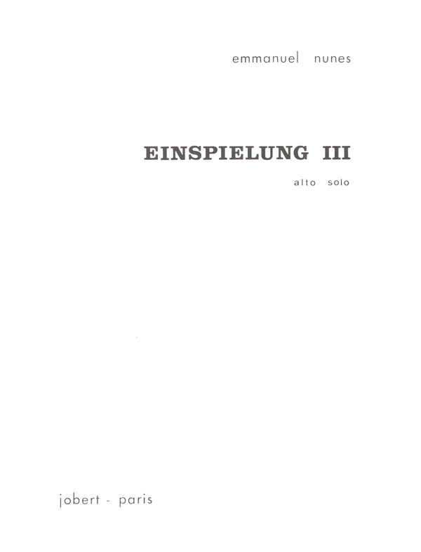 Einspielung 3 pour alto solo    