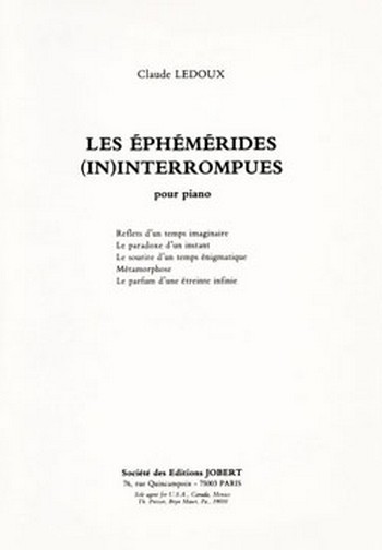 LEDOUX Claude Les Ephémérides interrompus&nbsp;&nbsp;piano&nbsp;&nbsp;Partition