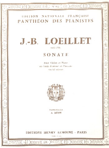 Sonate en sol mineur&nbsp;&nbsp;pour violon et piano (viole d'amour et clavecin)&nbsp;&nbsp;