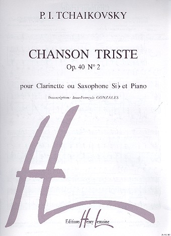 Chanson triste op.40,2 pour&nbsp;&nbsp;clarinette ou saxophone sib et piano&nbsp;&nbsp;