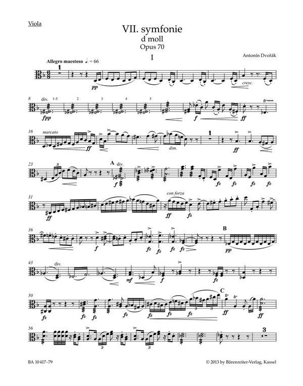Sinfonie d-Moll Nr.7 op.70&nbsp;&nbsp;für Orchester&nbsp;&nbsp;Viola
