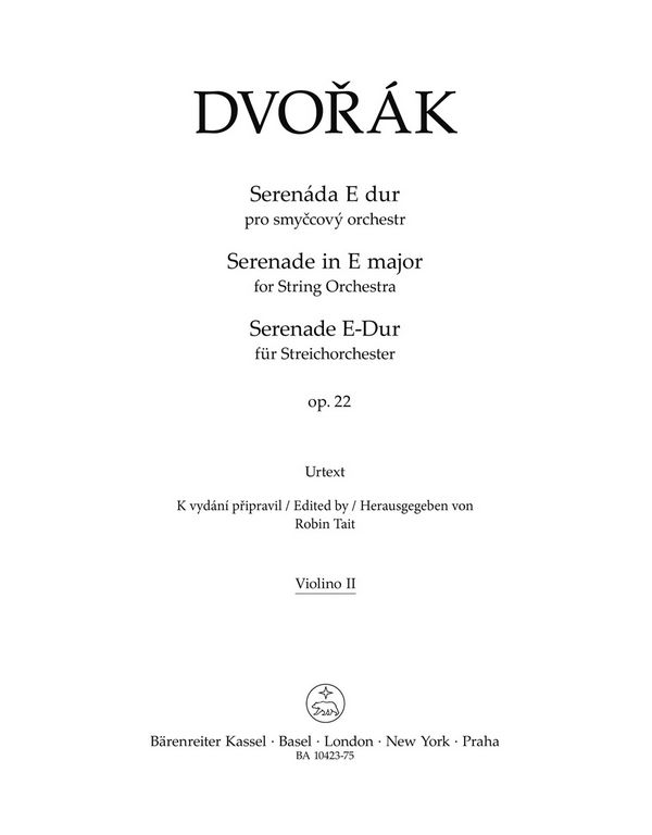 Serenade E-Dur op.22&nbsp;&nbsp;für Streichorchester&nbsp;&nbsp;Violine 2