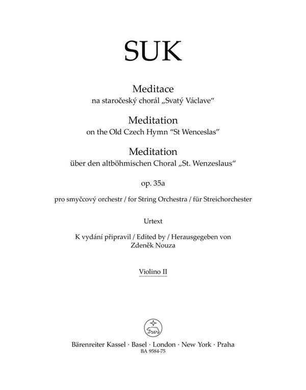 Meditation über den altböhmischen Choral St. Wenzeslaus  für Streichorchester  Violine 2