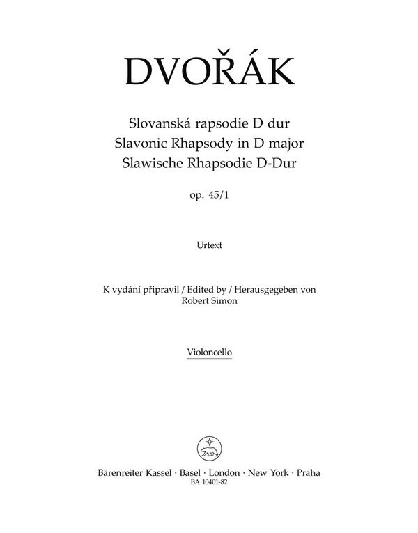 Dvorák, Antonín&nbsp;&nbsp;Slawische Rhapsodie Nr. 1 D-Dur op. 45&nbsp;&nbsp;Vc Stimme(n)